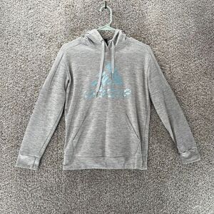 Adidas Hoodie Sweatshirt Womens Small Gray Pullover Athleisure Logo Casual Adult